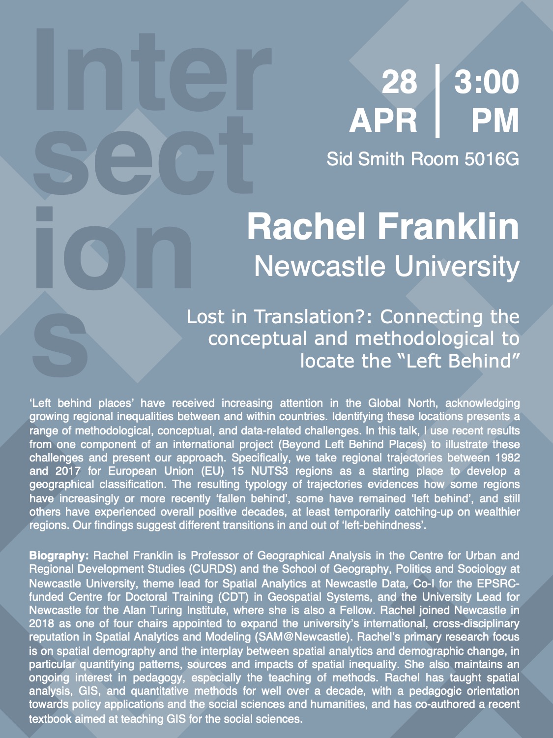 Flyer for Intersection Lecture