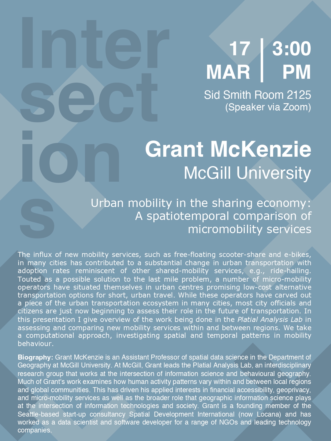 Poster for Intersection speaker series. 