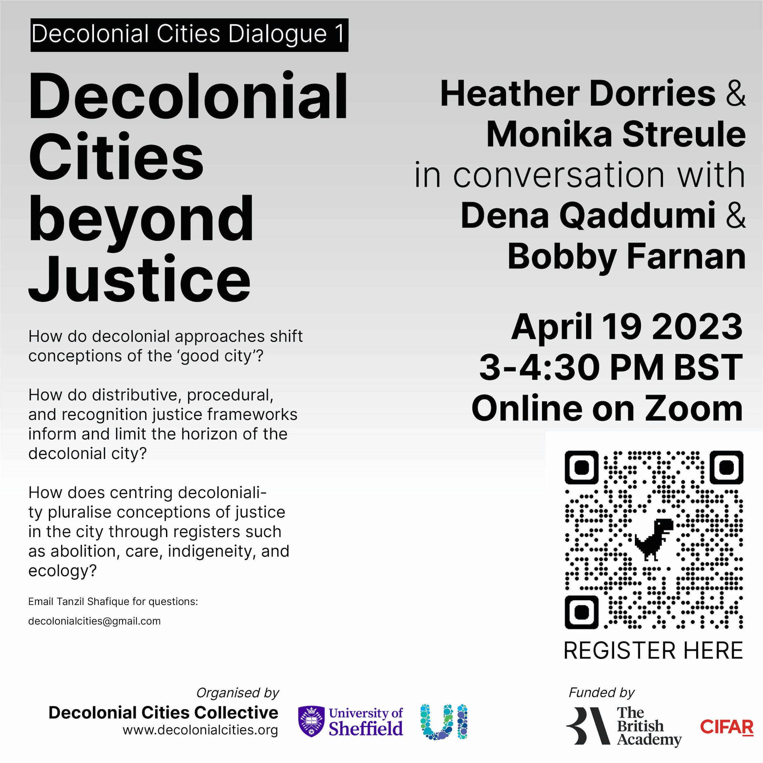 Flyer for Decolonial Cities Dialogue 1 — Decolonial Cities beyond Justice