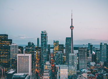 Toronto skyline at dusk