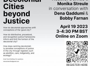 Flyer for Decolonial Cities Dialogue 1 — Decolonial Cities beyond Justice