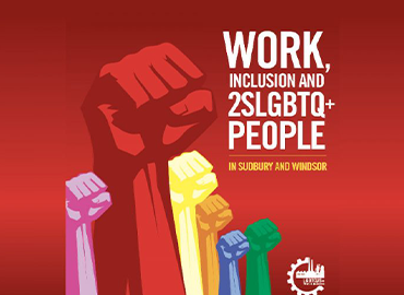 poster from study that reads &amp;#039;Work, Inclusion and 2SLGBTQ+ People in Sudbury and Windsor&amp;#039;